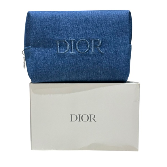 DIOR Limited Edition 2024 Beauty Denim Cosmetic Pouch Bag w/ Box + Tissue Paper - Picture 1 of 9